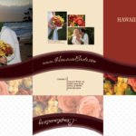 The Media Kit for Hawaii's Bride Destination-Wedding Guide.  Outside view of the digital file. Showing the three folding parts as well as the piece below the middle panel, which is the pocket, folded to the inside, creating a pocket in the finished product. The "swoosh" lines up to the inside "swoosh"!